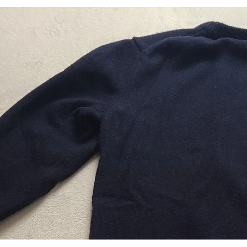 Calvin Klein Jeans Men's Navy Blue Logo Patch Crewneck Knit Sweater Large